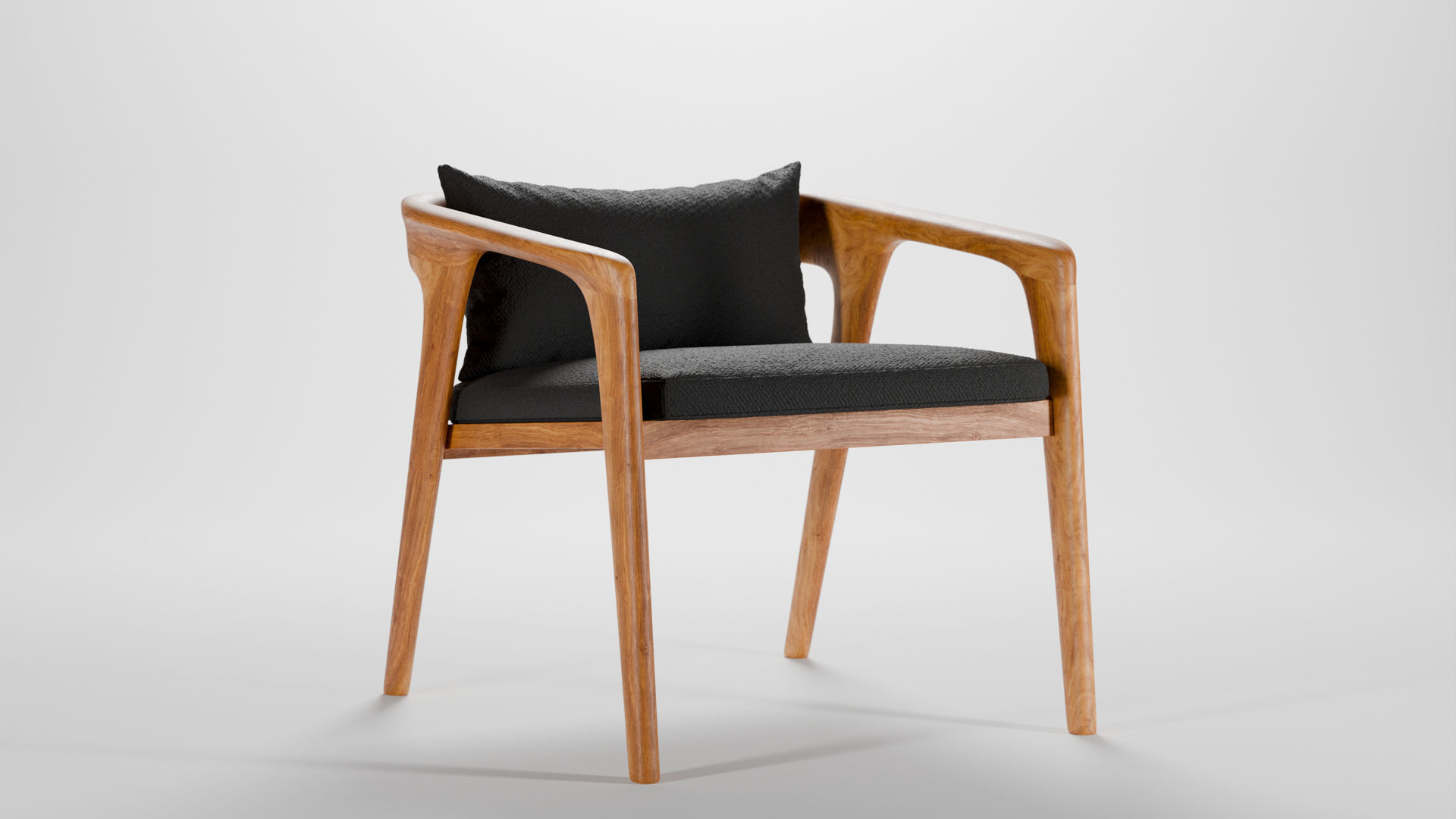 Modern wooden sofa Low-poly 3D model_1