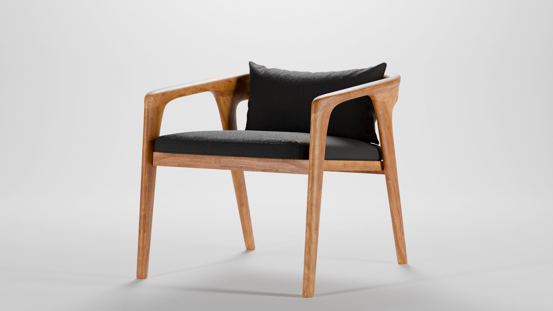 Modern wooden sofa Low-poly 3D model_6