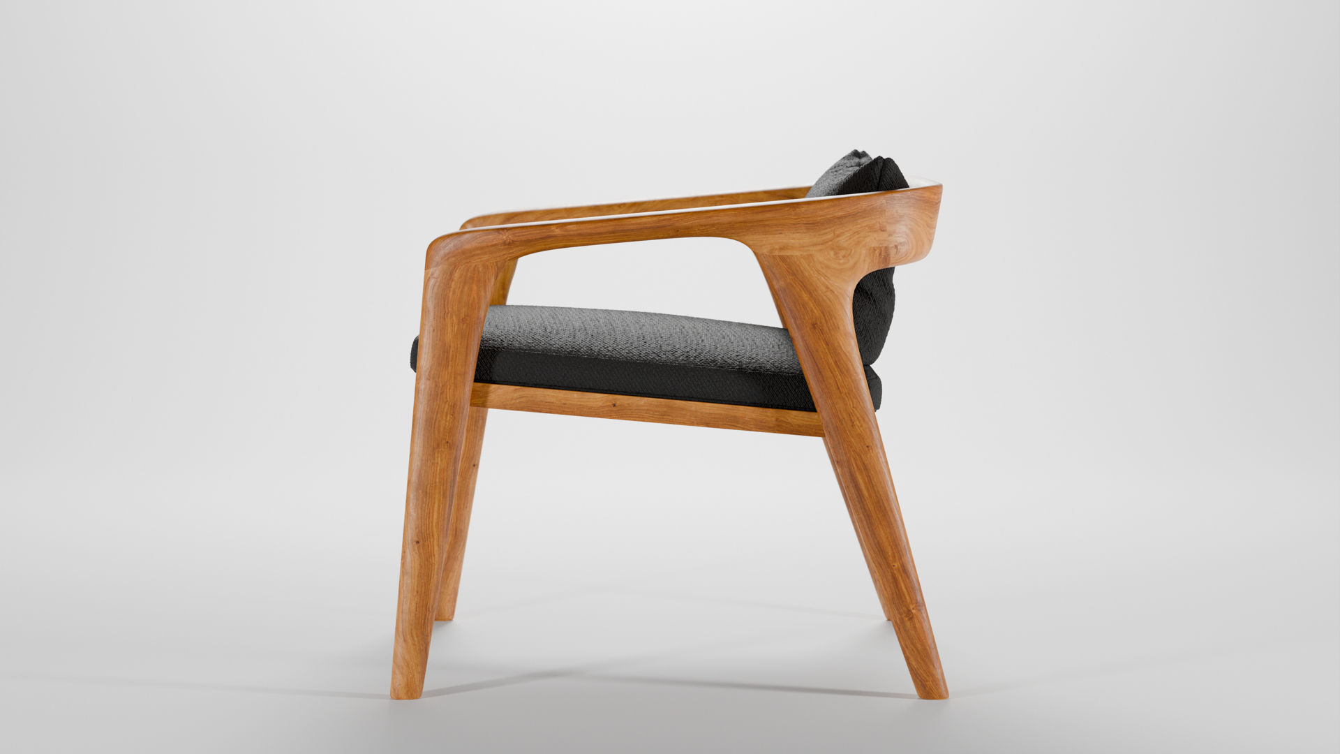 Modern wooden sofa Low-poly 3D model_8