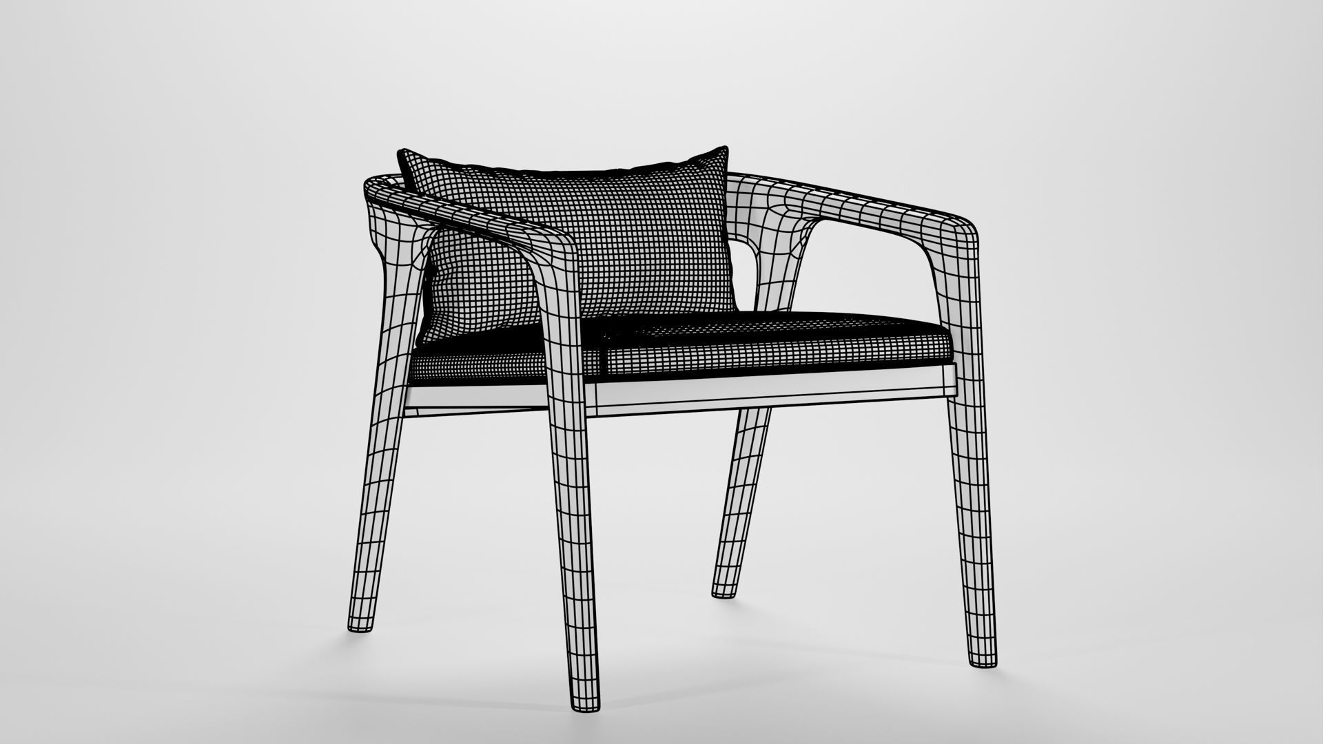 Modern wooden sofa Low-poly 3D model_3