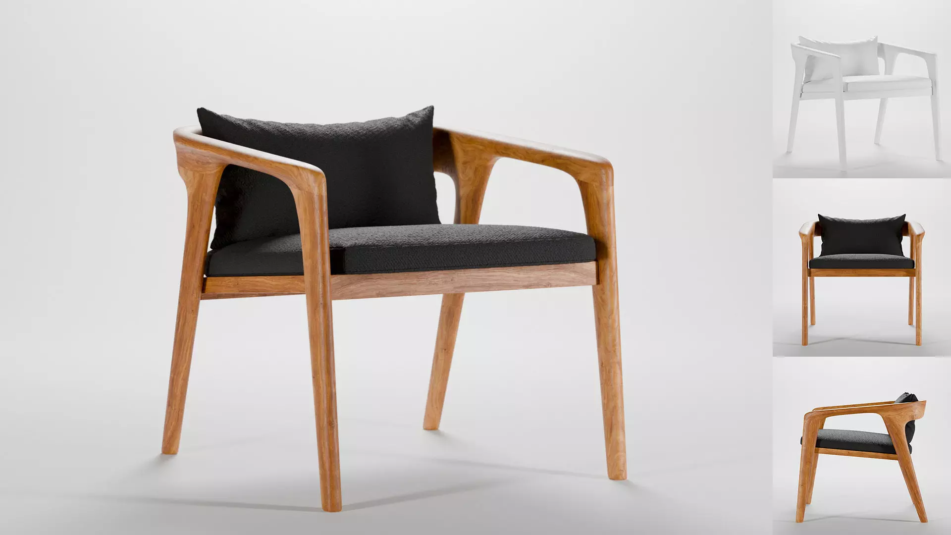 Modern wooden sofa Low-poly 3D model_0