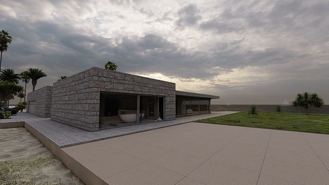 Casa Scene-villa-modern house 3D model 7