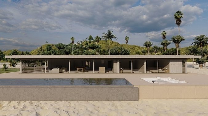 Casa Scene-villa-modern house 3D model 5