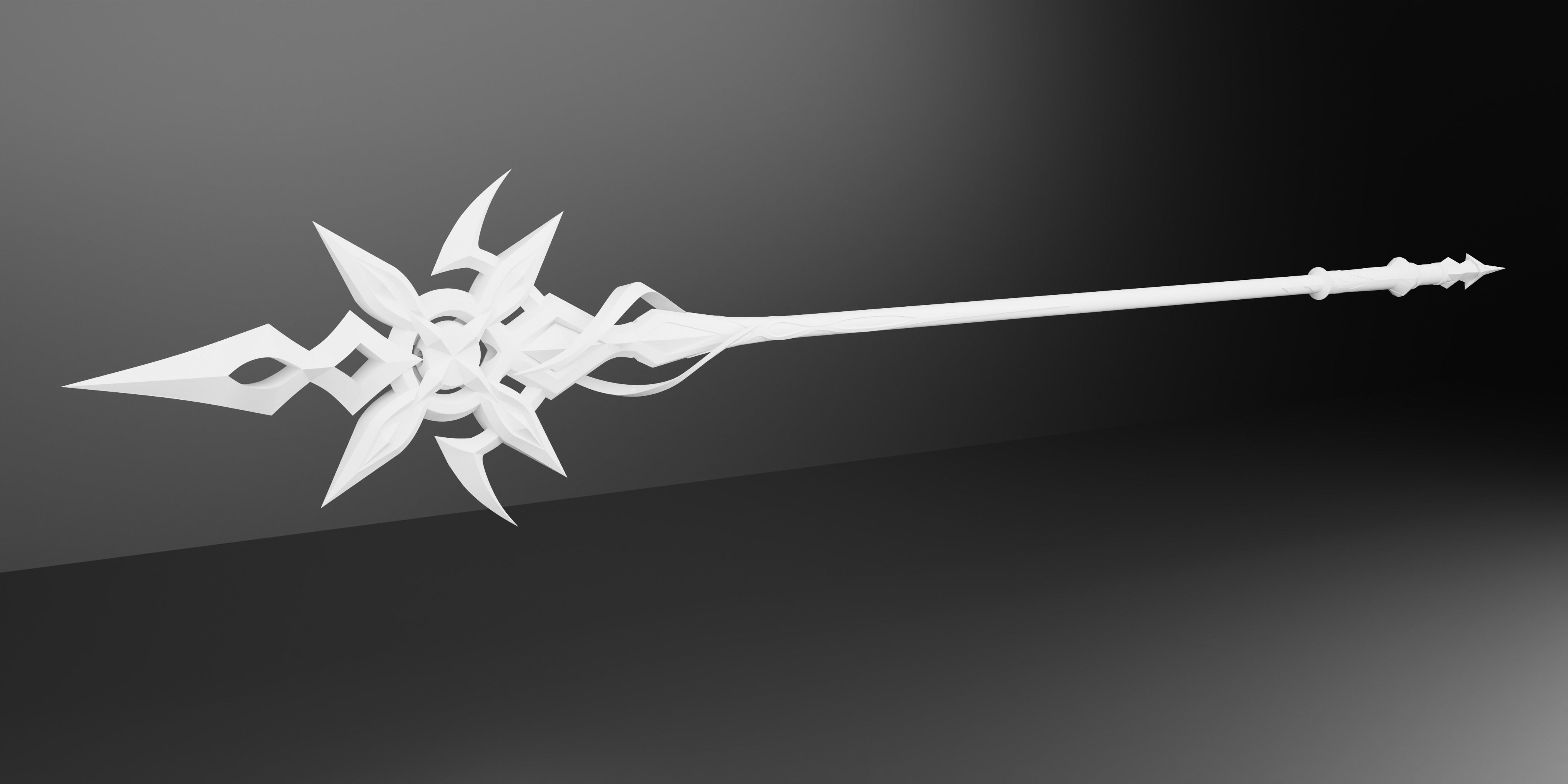 genshin impact  Lance Crimson Moons Semblance 3d model print 3D print model_3