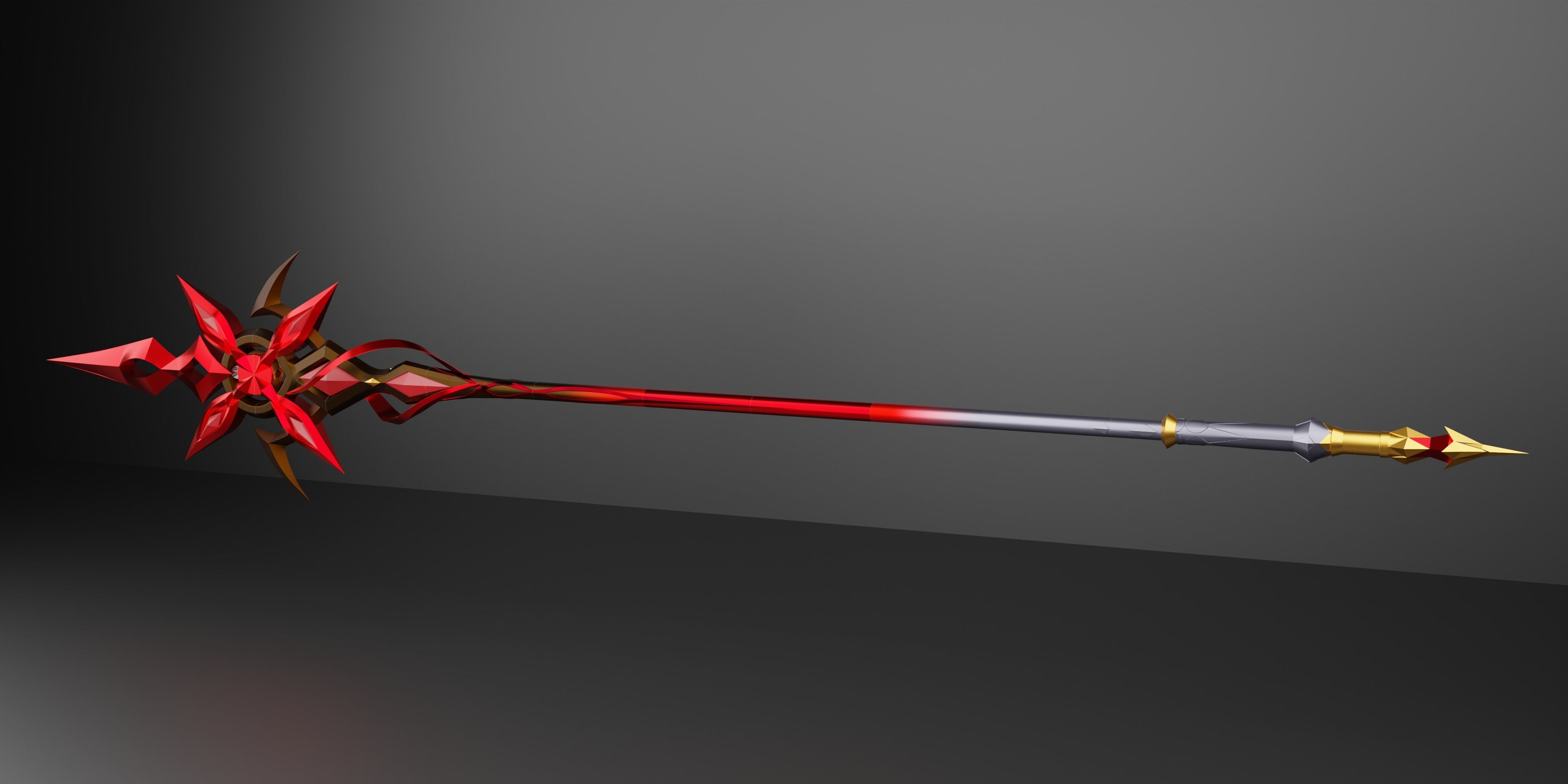 genshin impact  Lance Crimson Moons Semblance 3d model print 3D print model_1