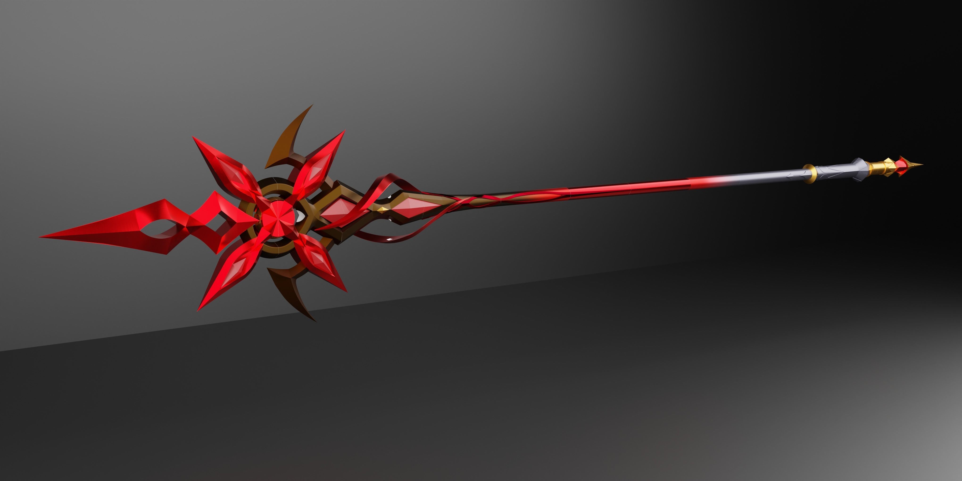 genshin impact  Lance Crimson Moons Semblance 3d model print 3D print model_2