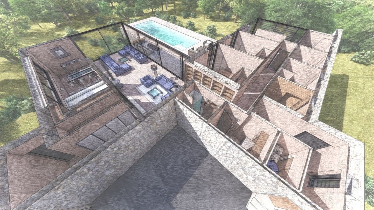 Casa Scene-villa-modern house 3D model_11