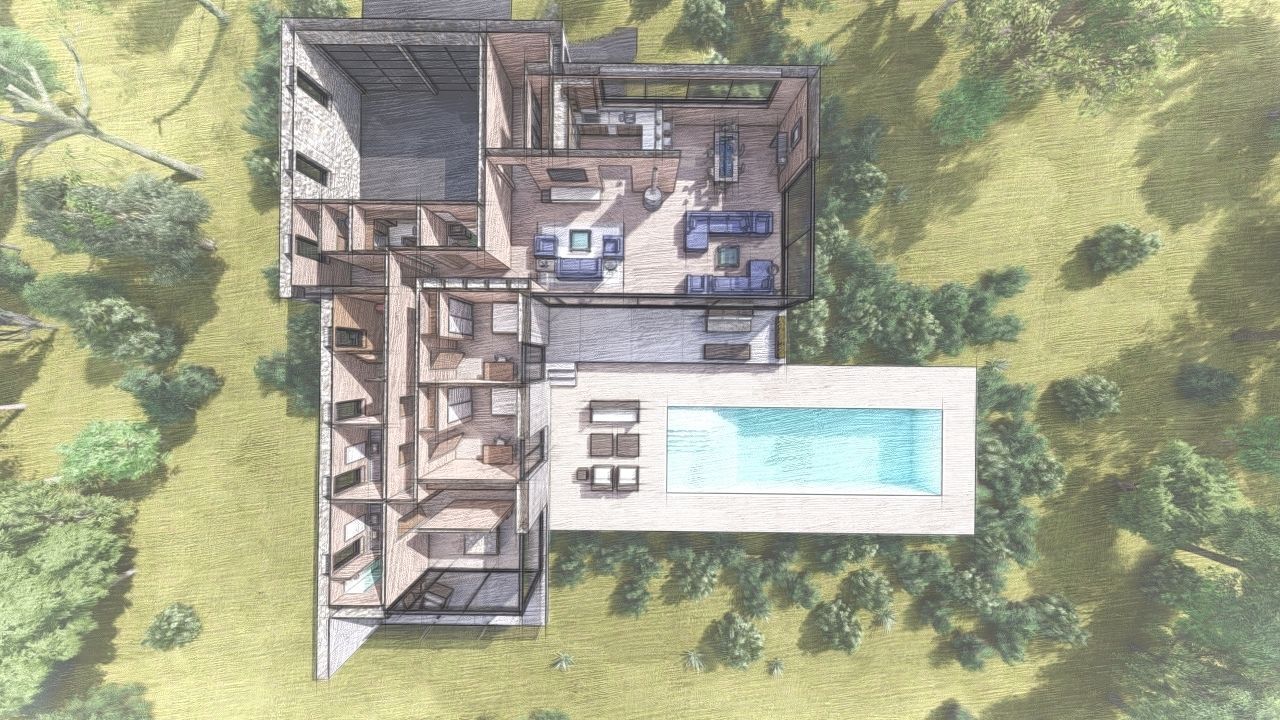 Casa Scene-villa-modern house 3D model_2