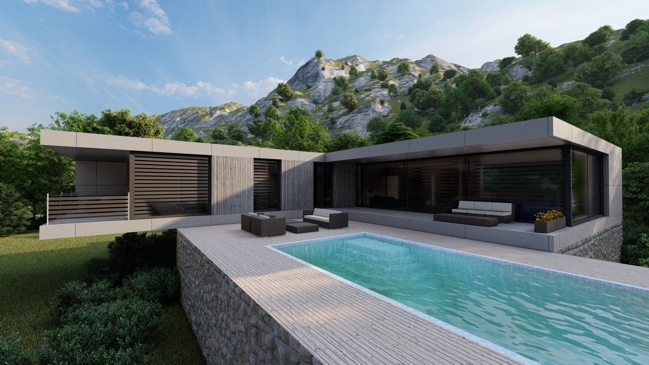 Casa Scene-villa-modern house 3D model_3