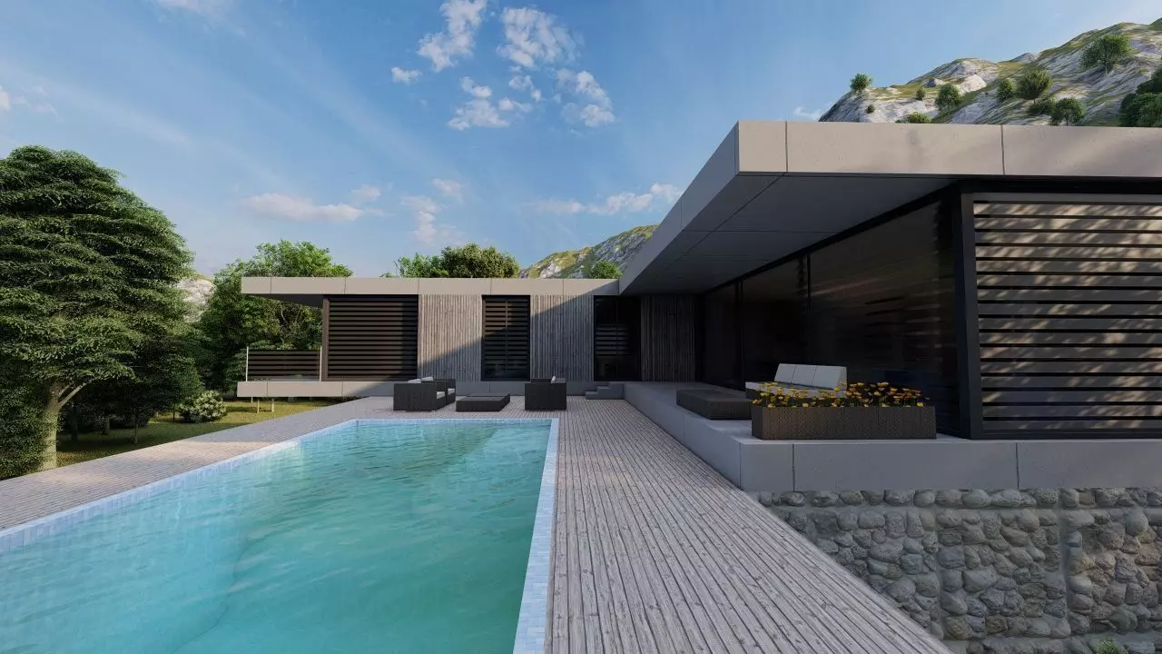 Casa Scene-villa-modern house 3D model_0