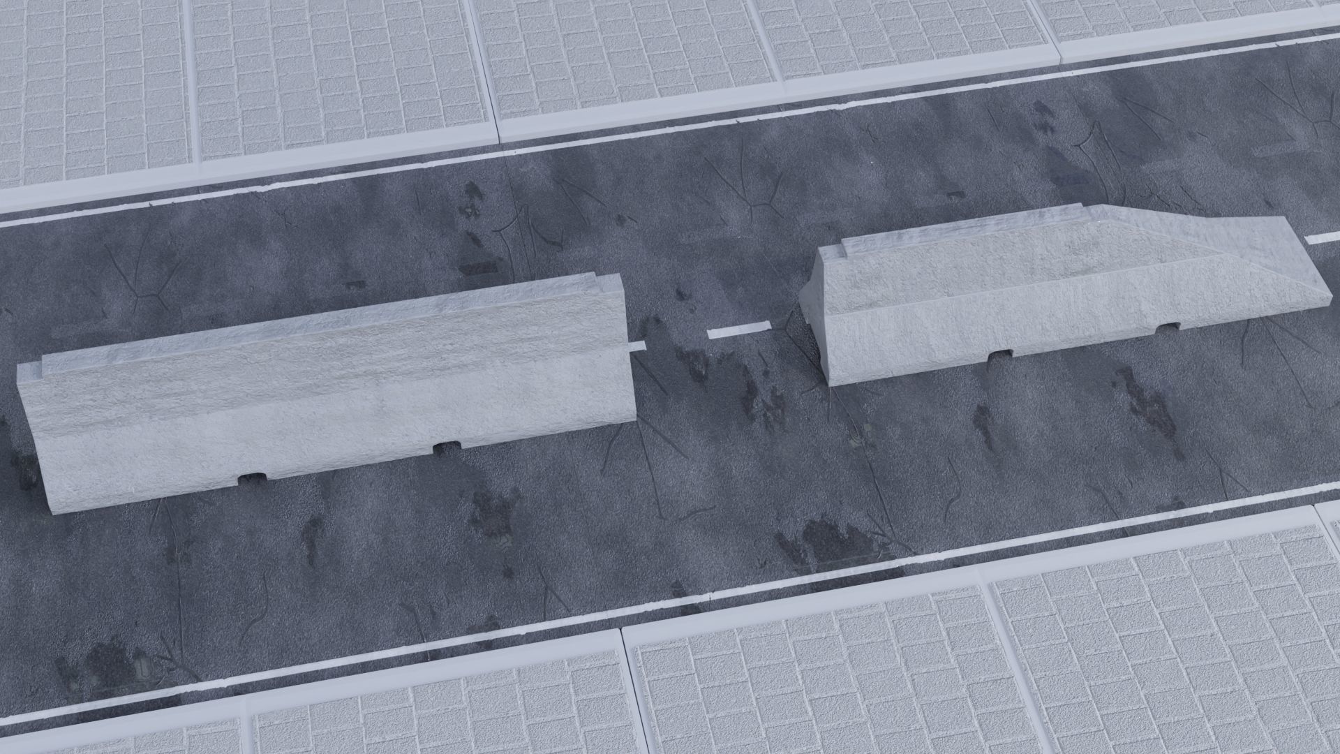 Street Element Barrier Concrete End Low-poly 3D model_2