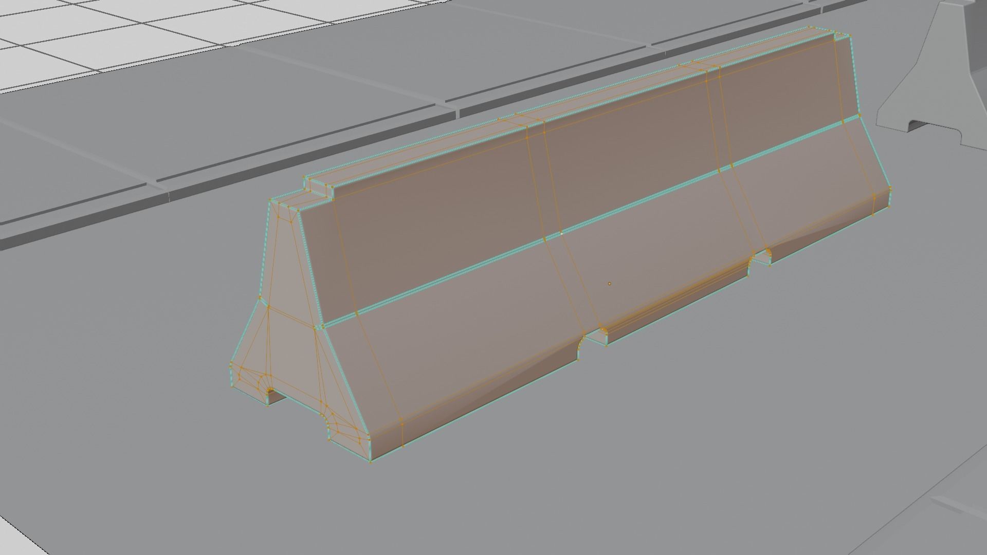 Street Element Barrier Concrete End Low-poly 3D model_10