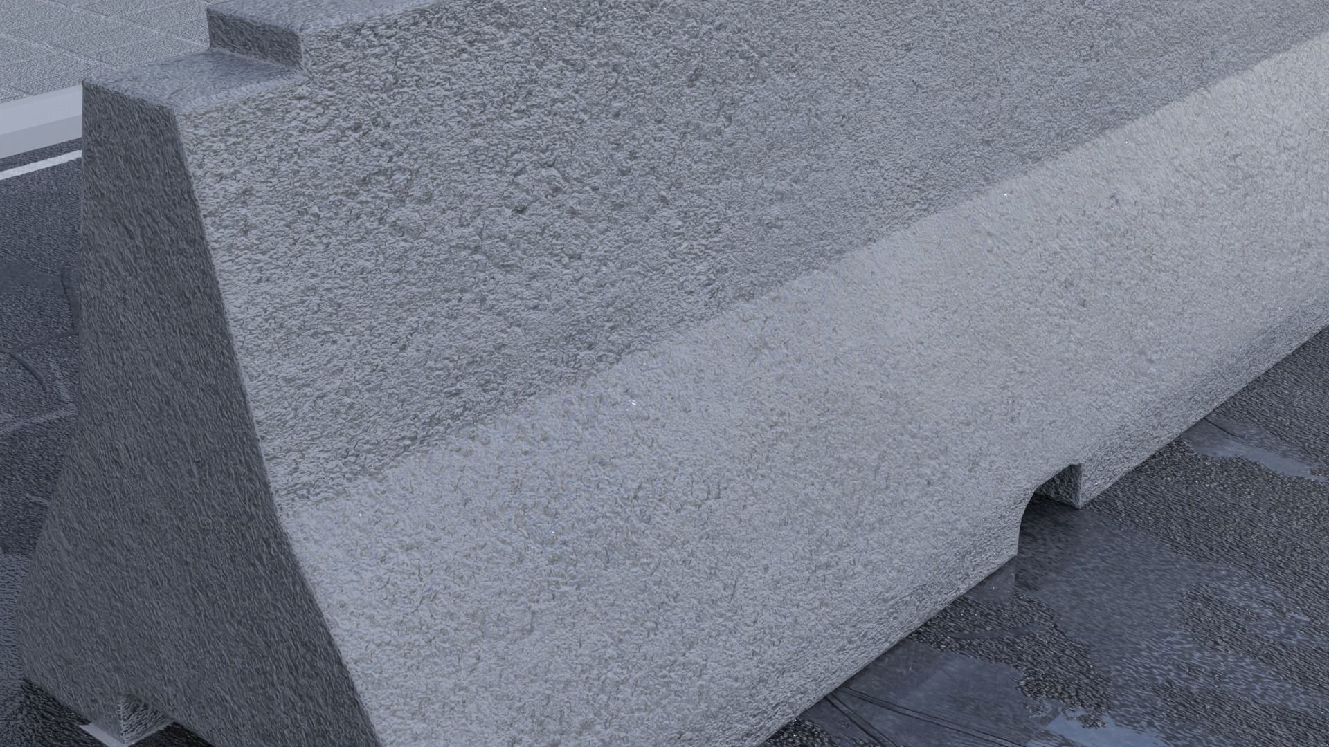 Street Element Barrier Concrete End Low-poly 3D model_5