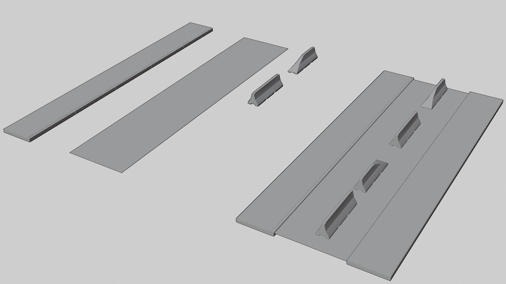 Street Element Barrier Concrete End Low-poly 3D model_8