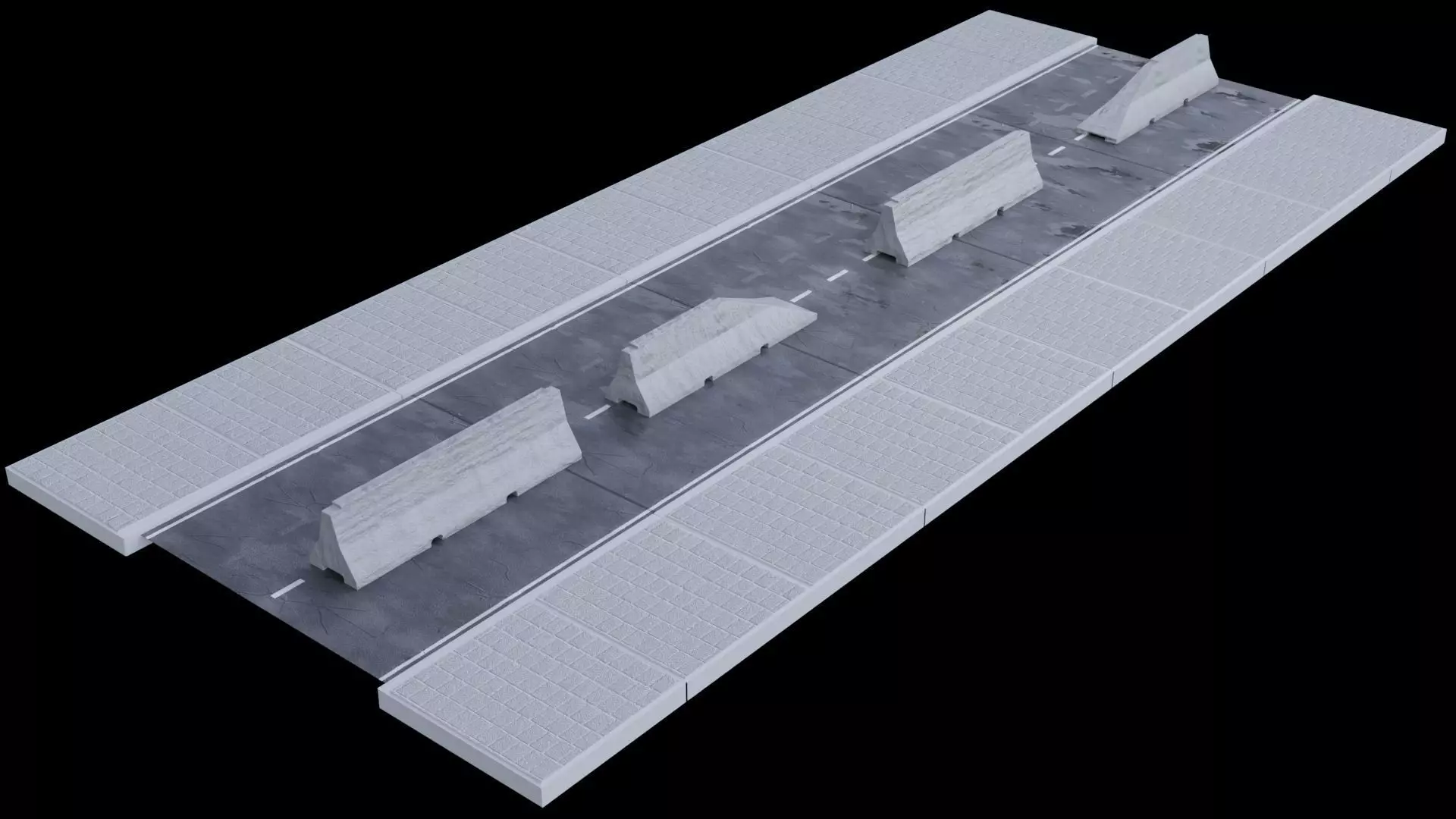 Street Element Barrier Concrete End Low-poly 3D model_0