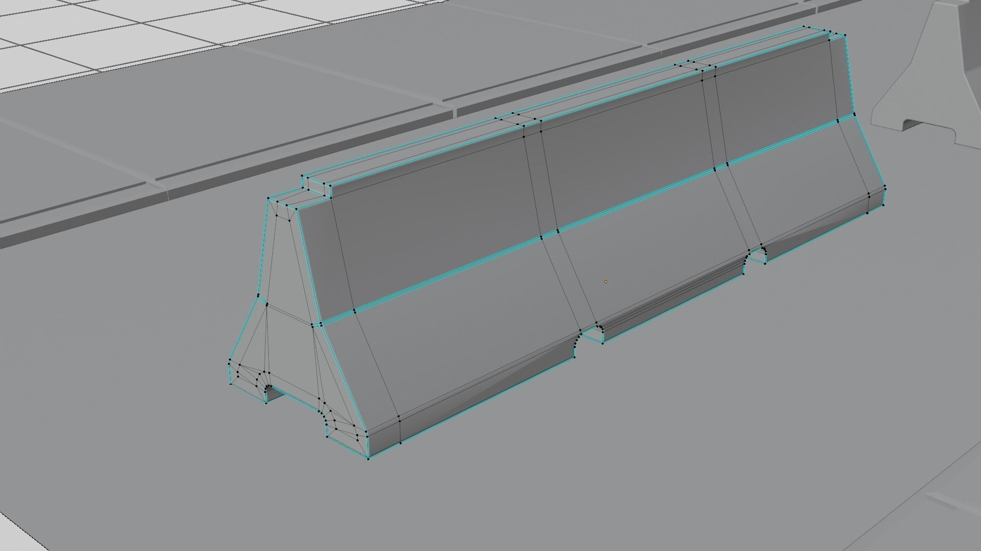Street Element Barrier Concrete End Low-poly 3D model_9