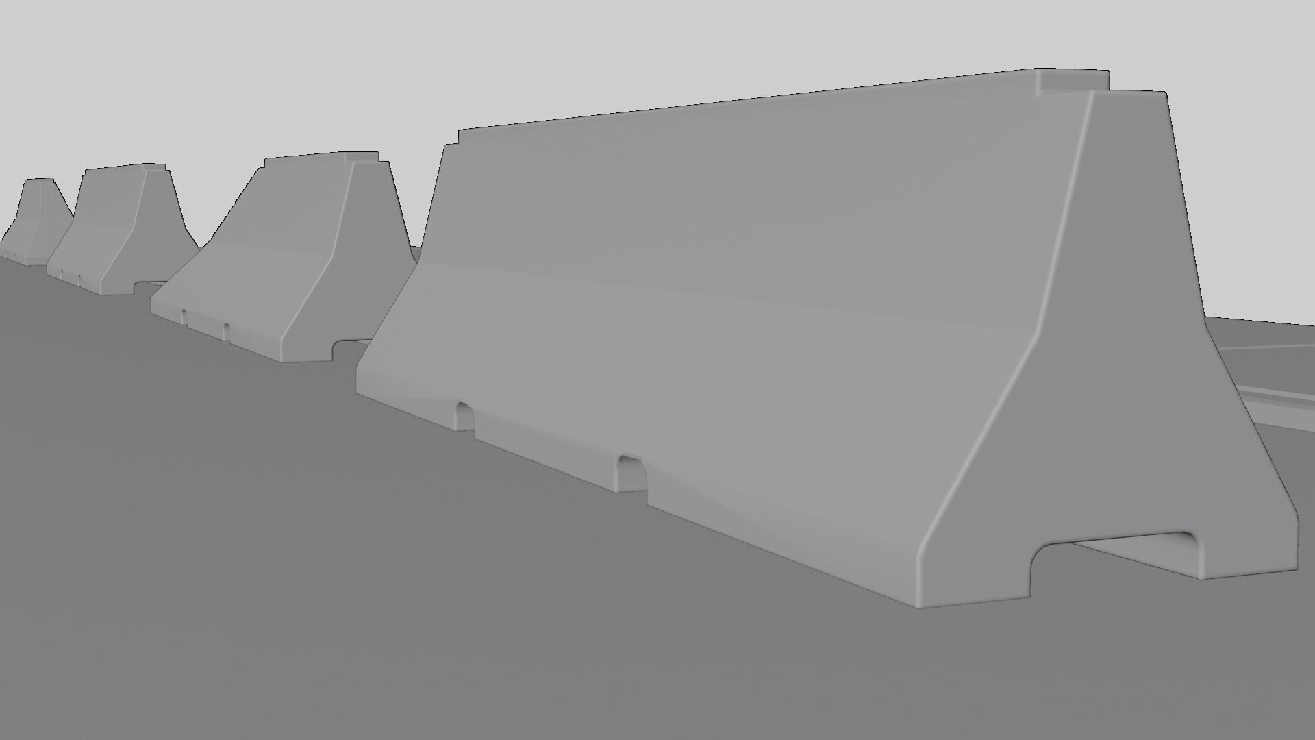 Street Element Barrier Concrete End Low-poly 3D model_7