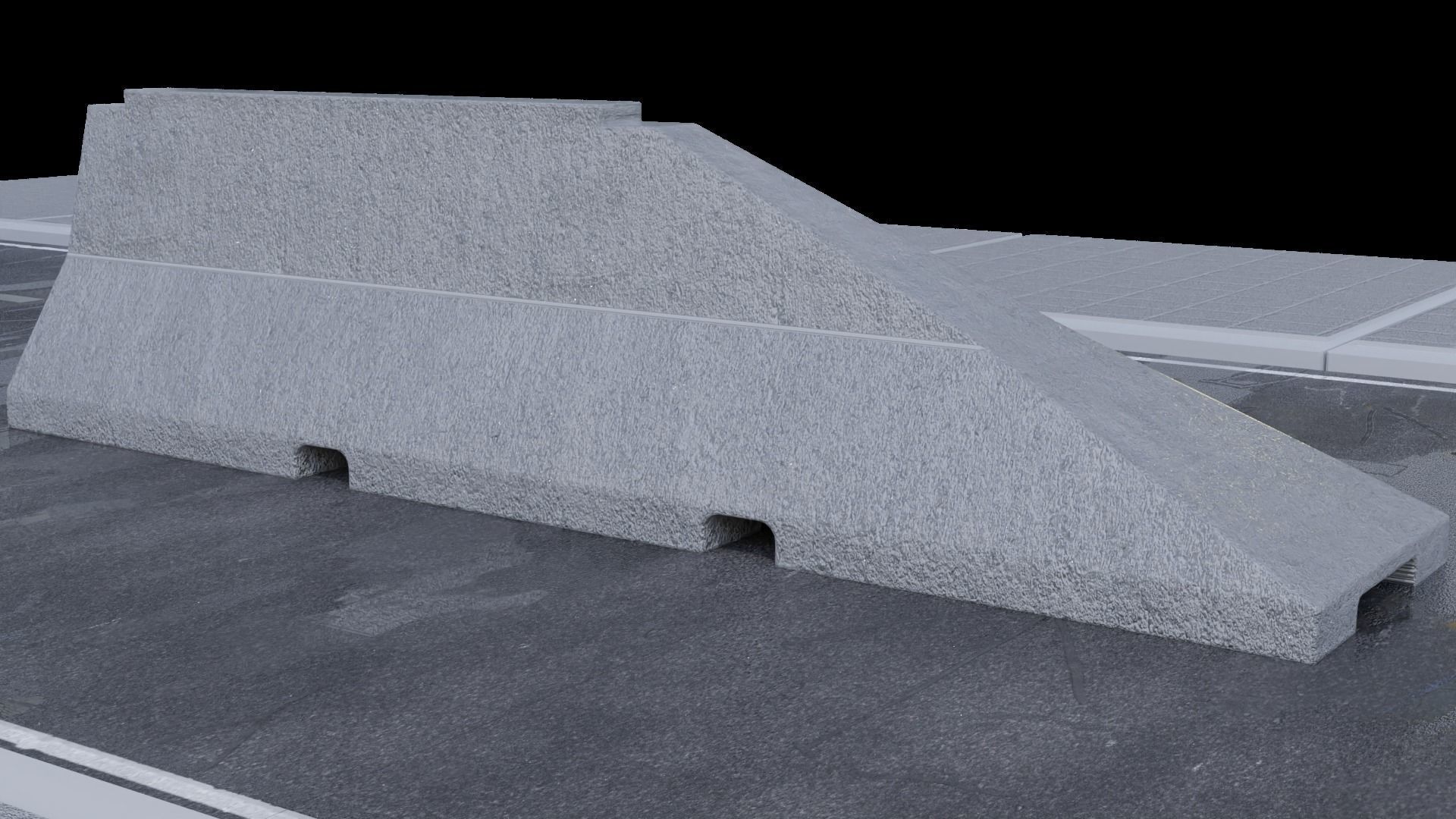 Street Element Barrier Concrete End Low-poly 3D model_4