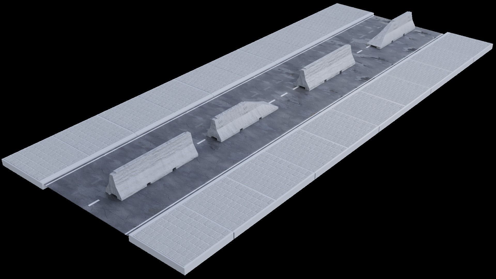 Street Element Barrier Concrete End Low-poly 3D model_1