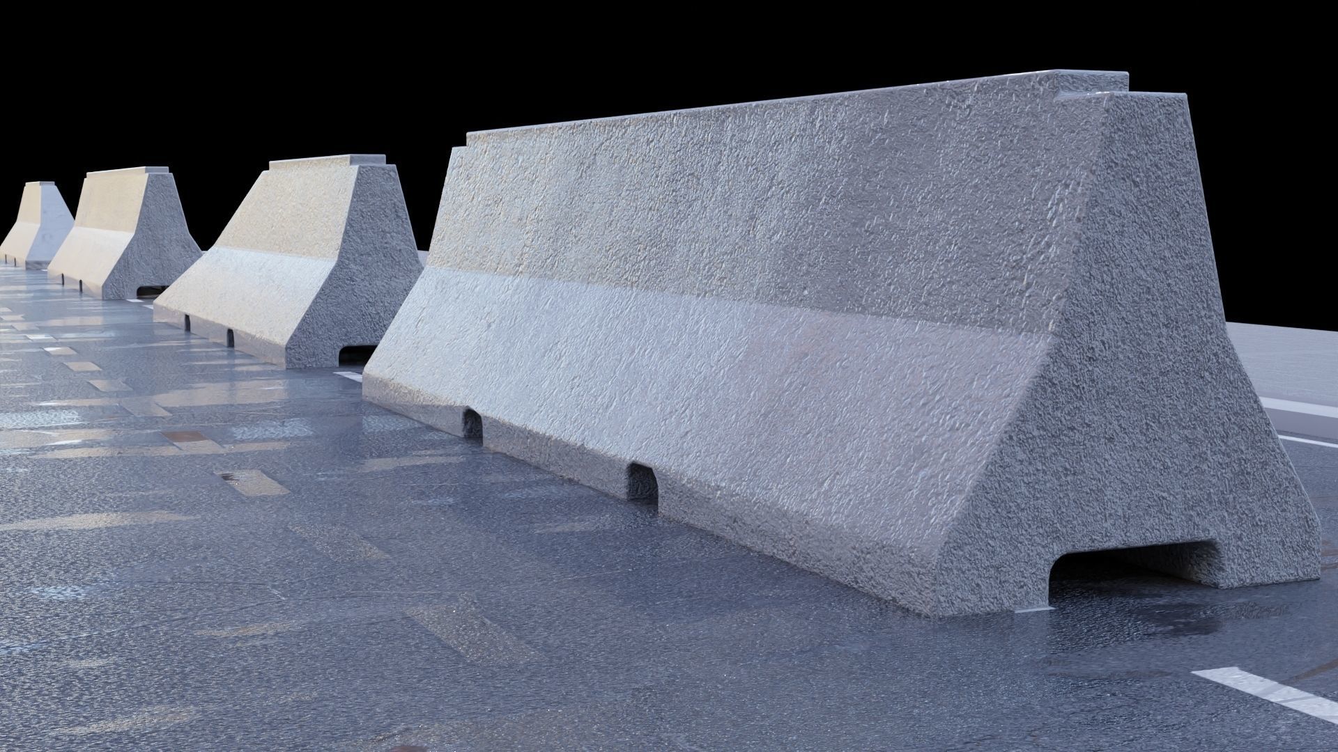 Street Element Barrier Concrete End Low-poly 3D model_6