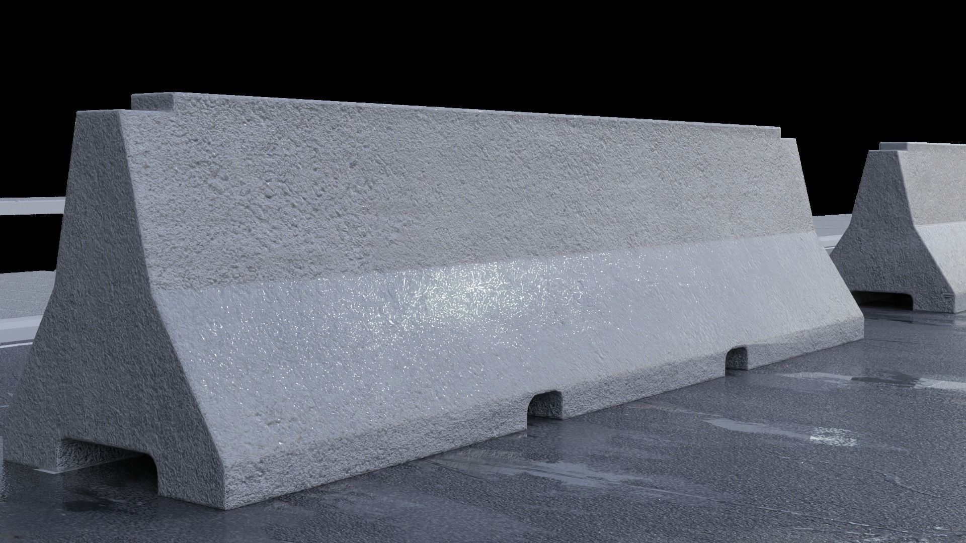 Street Element Barrier Concrete End Low-poly 3D model_3