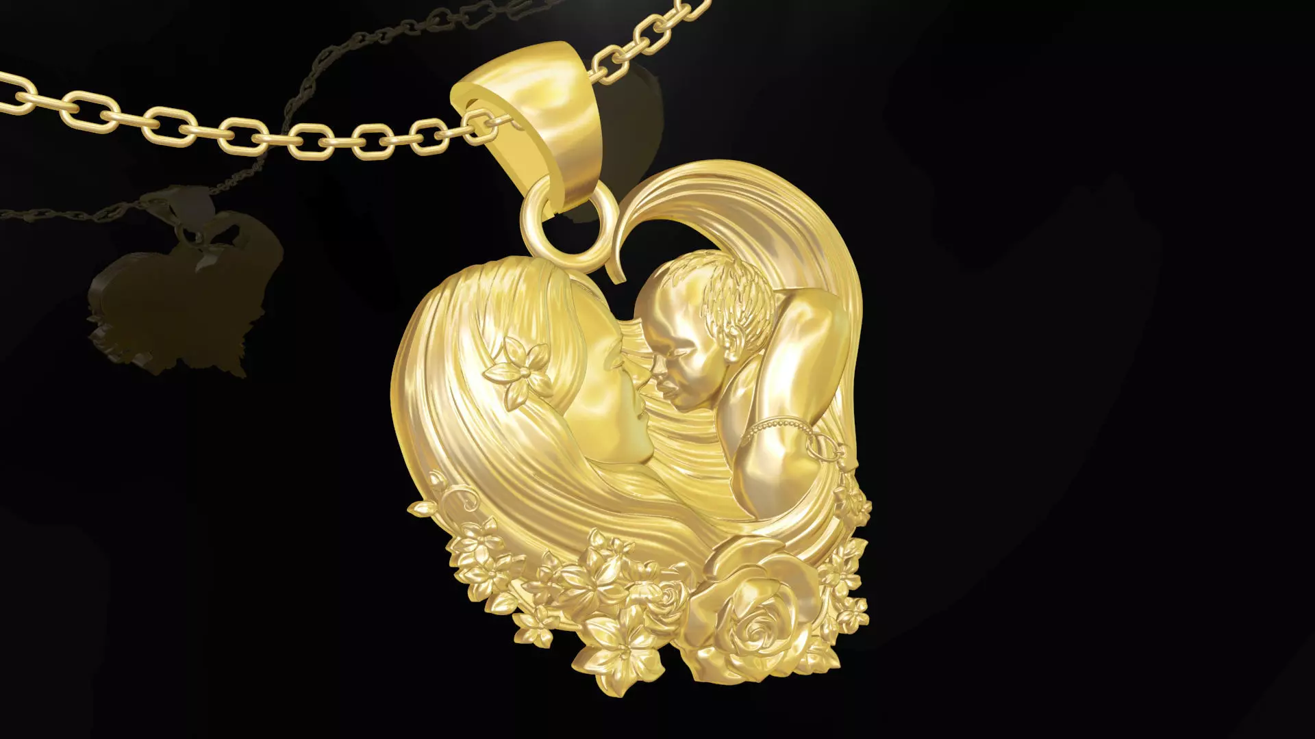 Mother Kindness Pendant Jewelry Gold 3D print model