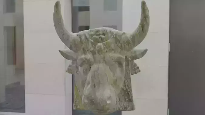 Ox head in rock material  Free low-poly 3D model