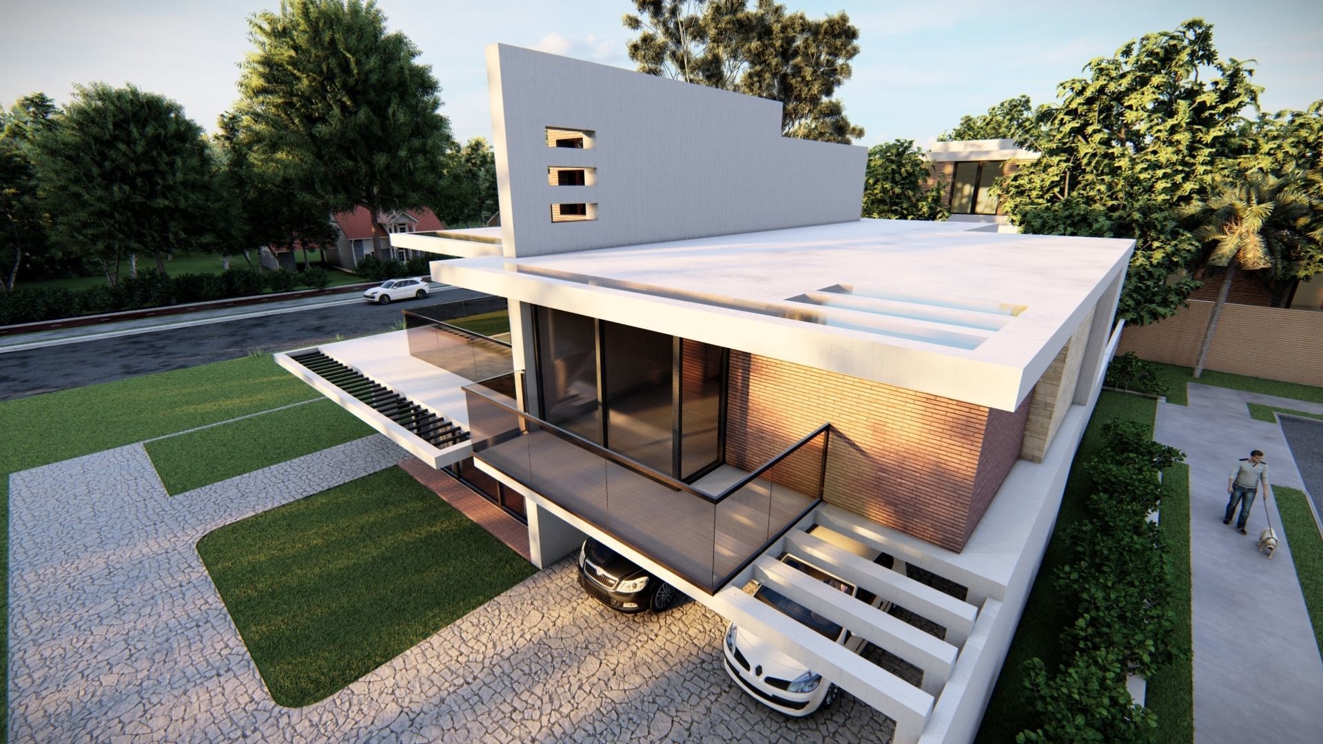 Casa Scene-villa-modern house 3D model_2