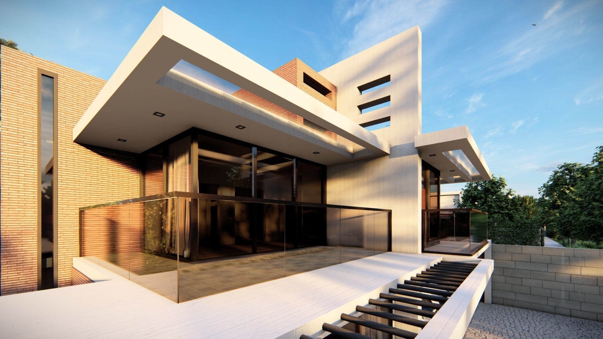 Casa Scene-villa-modern house 3D model_6