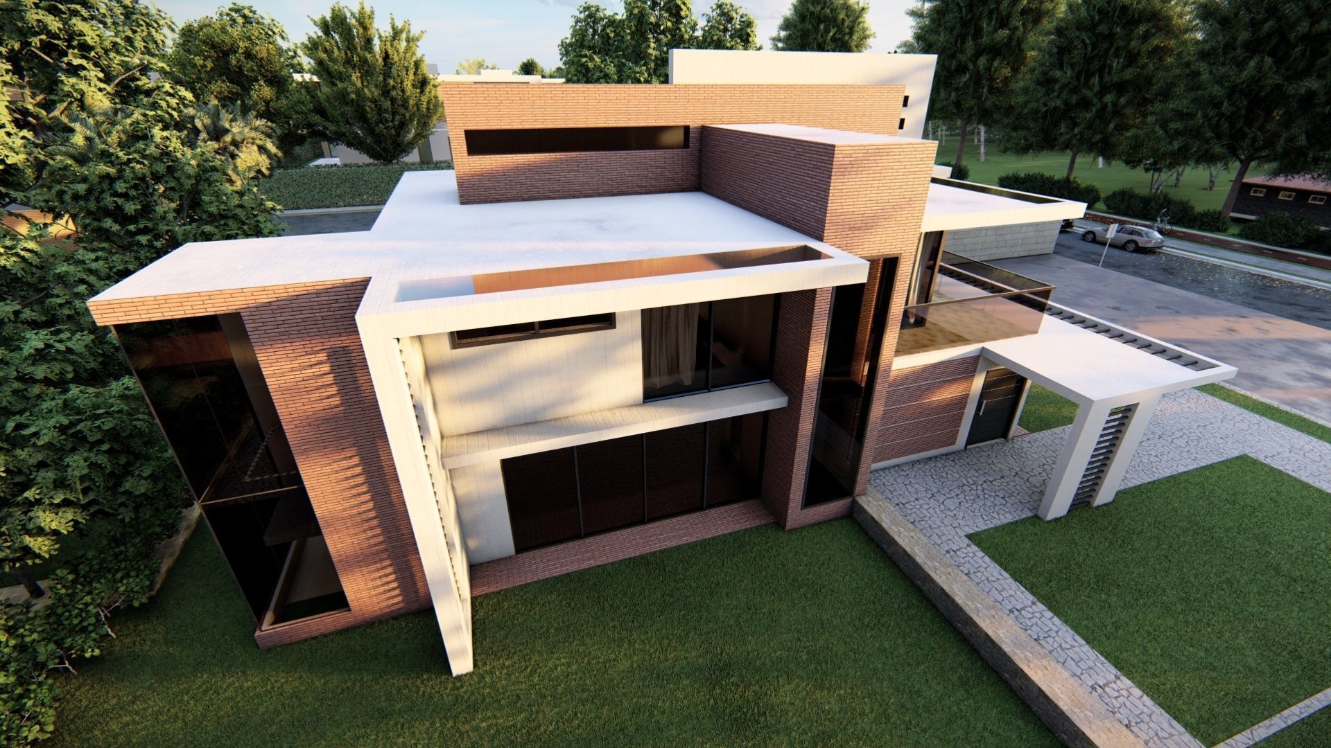 Casa Scene-villa-modern house 3D model_7