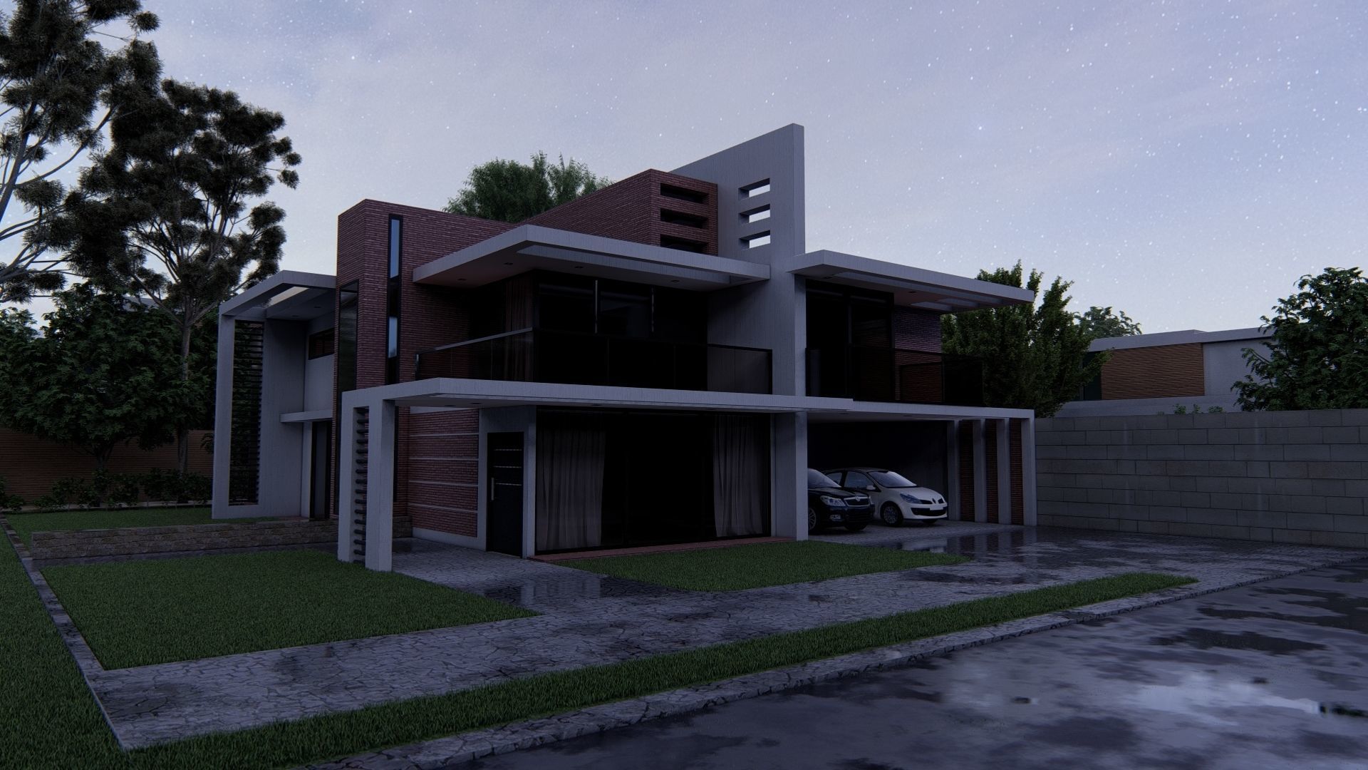 Casa Scene-villa-modern house 3D model_3