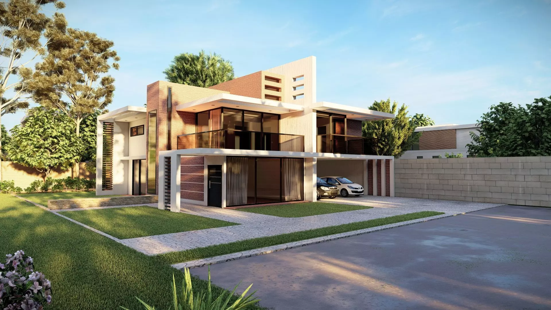 Casa Scene-villa-modern house 3D model_0