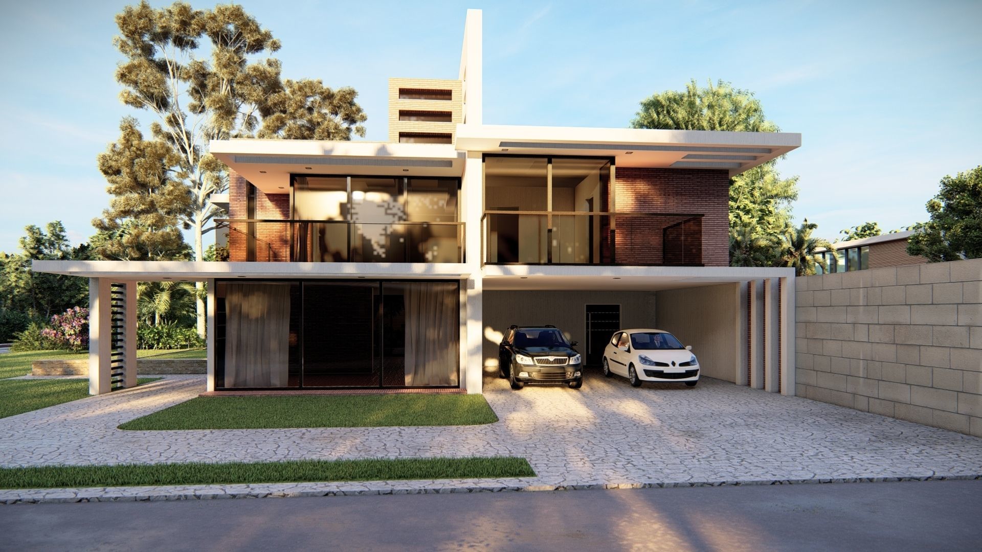 Casa Scene-villa-modern house 3D model_4