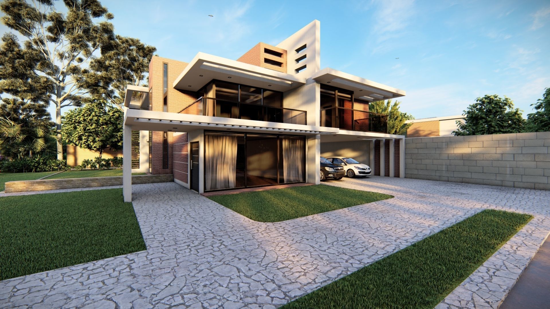 Casa Scene-villa-modern house 3D model_1