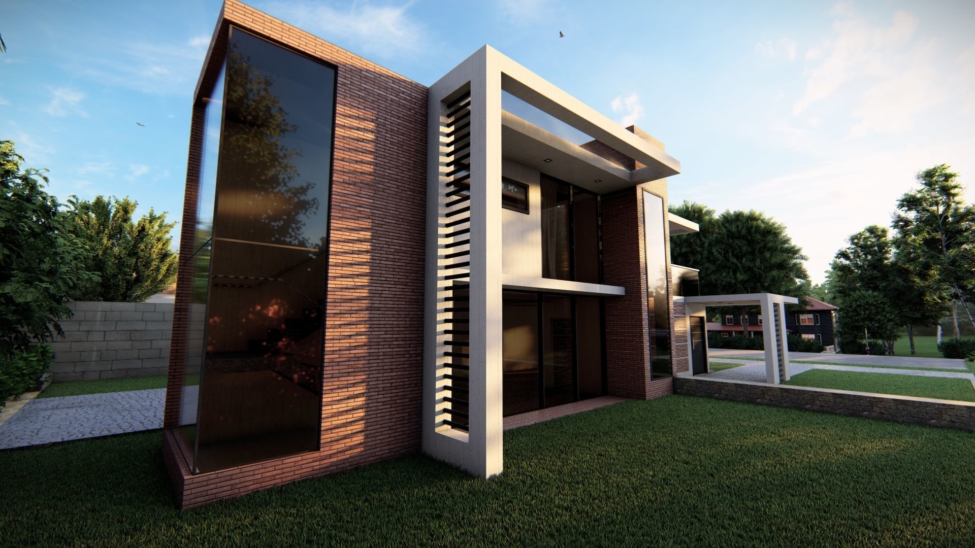 Casa Scene-villa-modern house 3D model_8