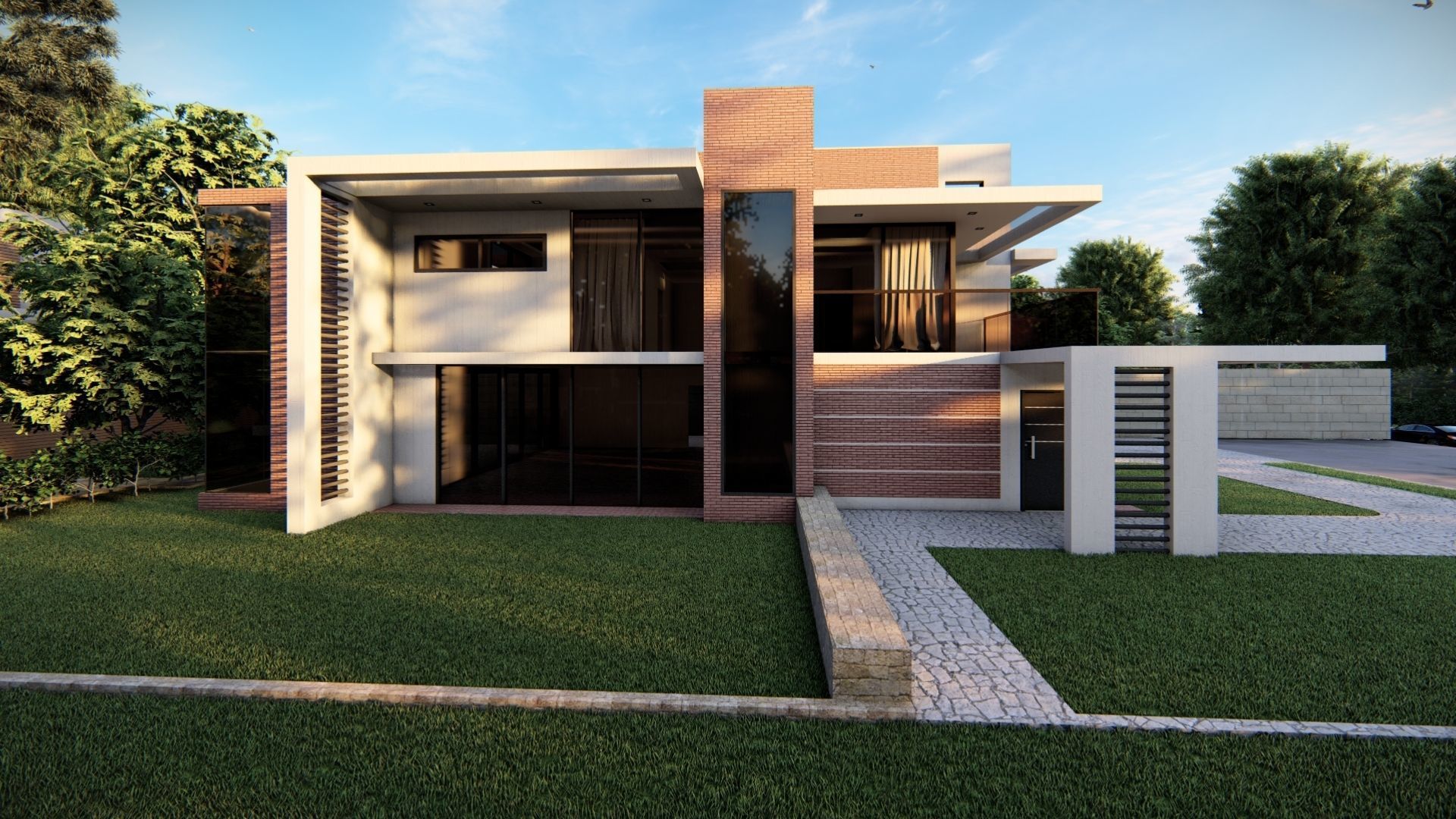 Casa Scene-villa-modern house 3D model_5