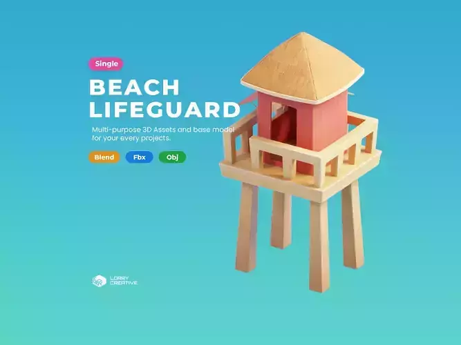 Cartoon Beach Lifeguard Post