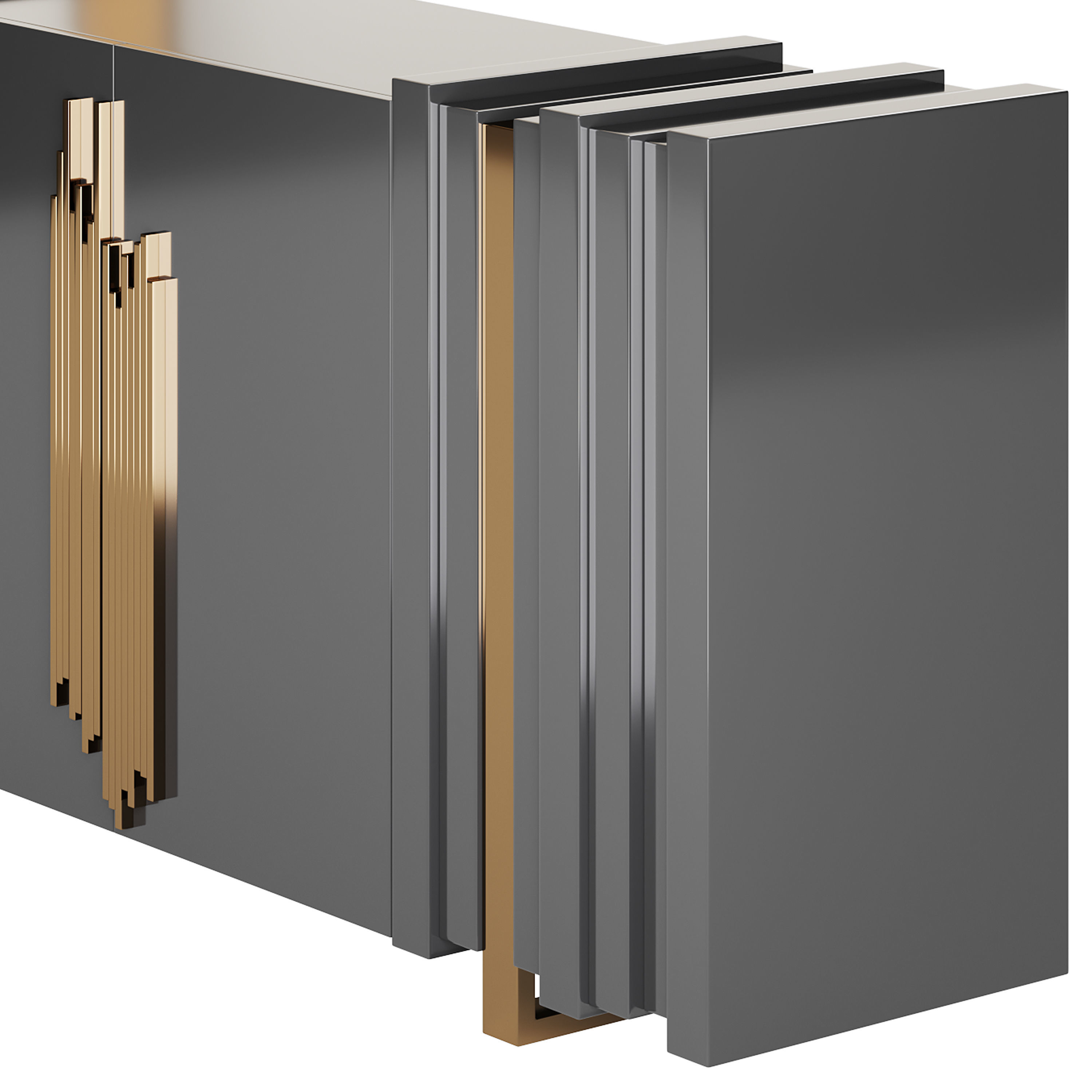 Luxury Sideboard Black Rectangular 3D model_6