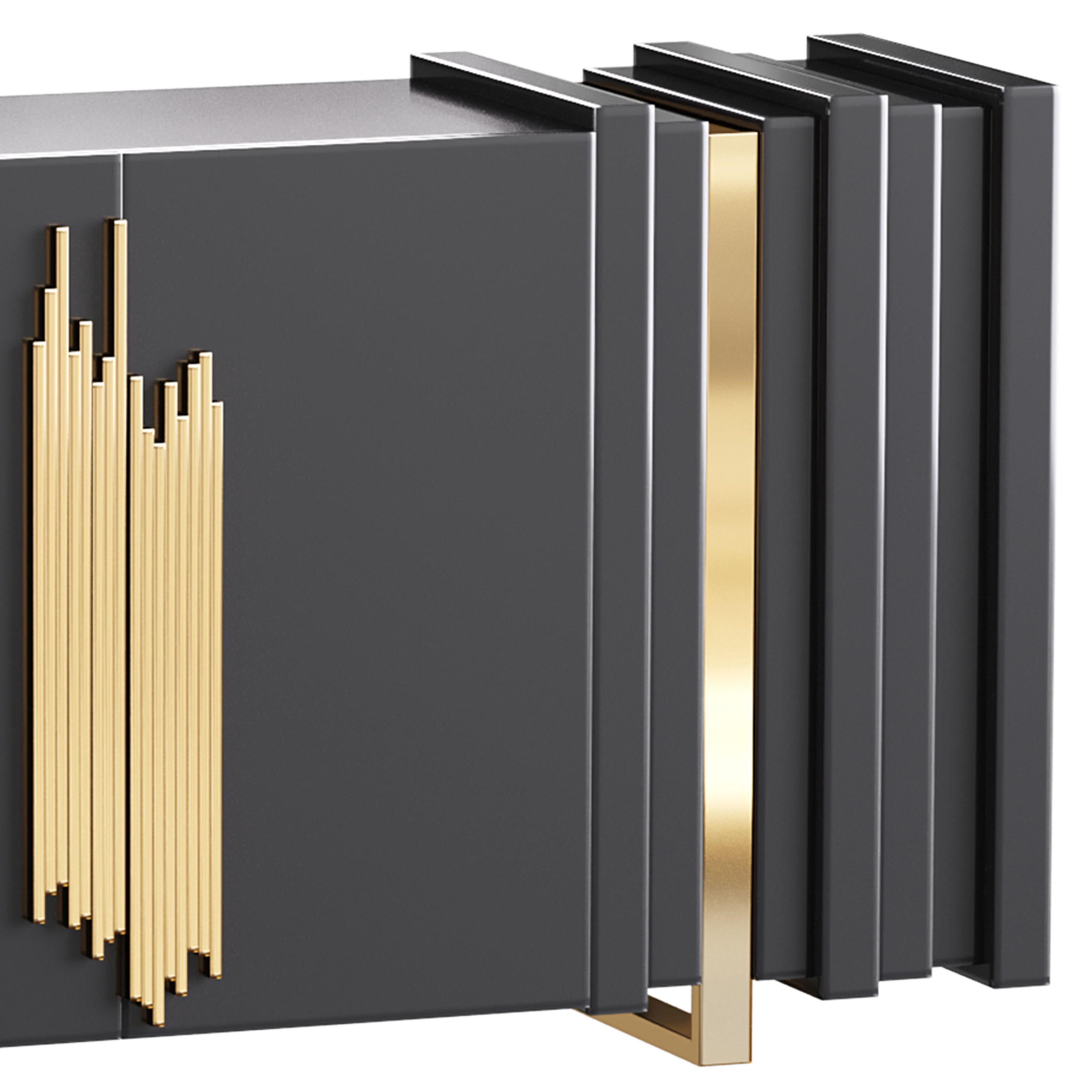 Luxury Sideboard Black Rectangular 3D model_4