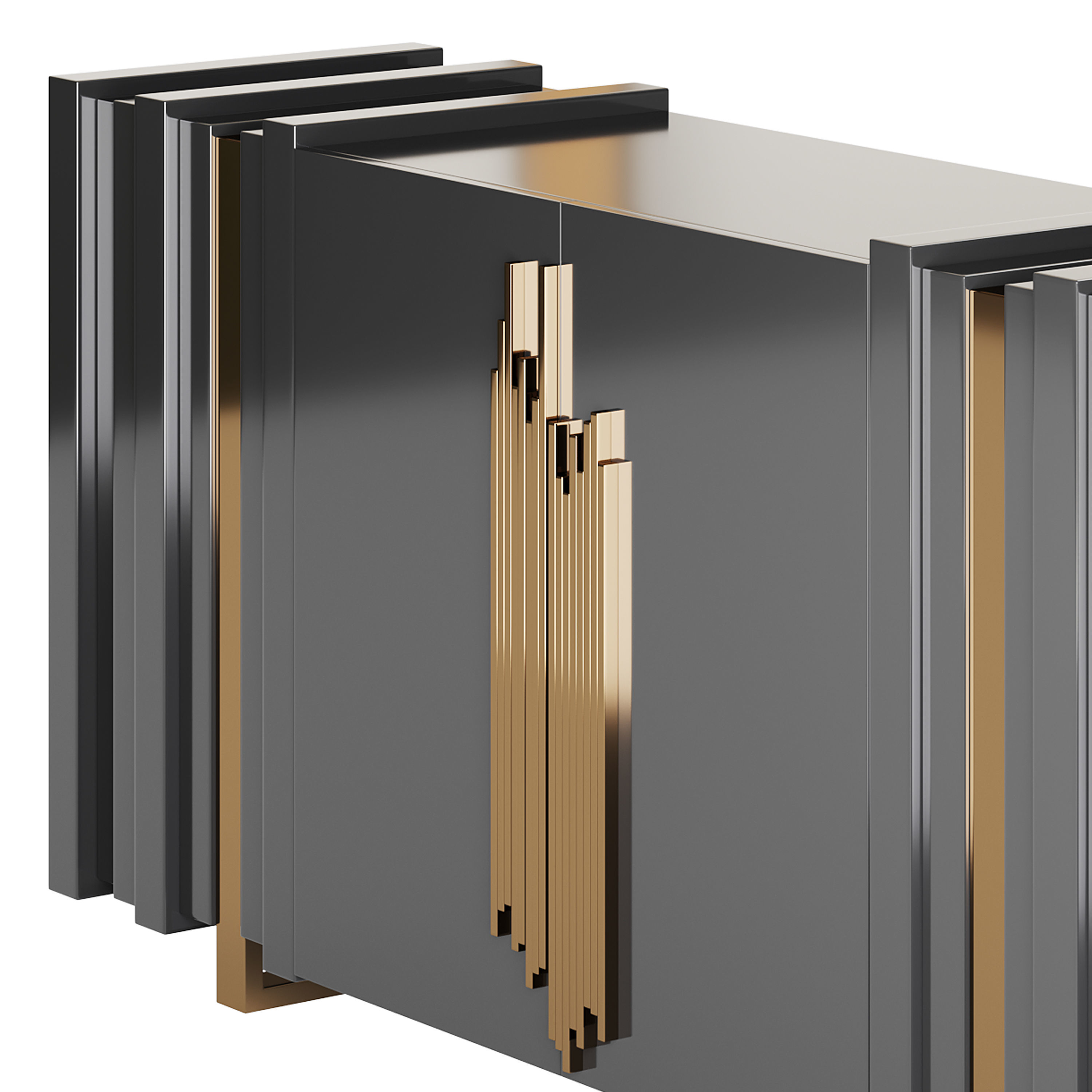 Luxury Sideboard Black Rectangular 3D model_7