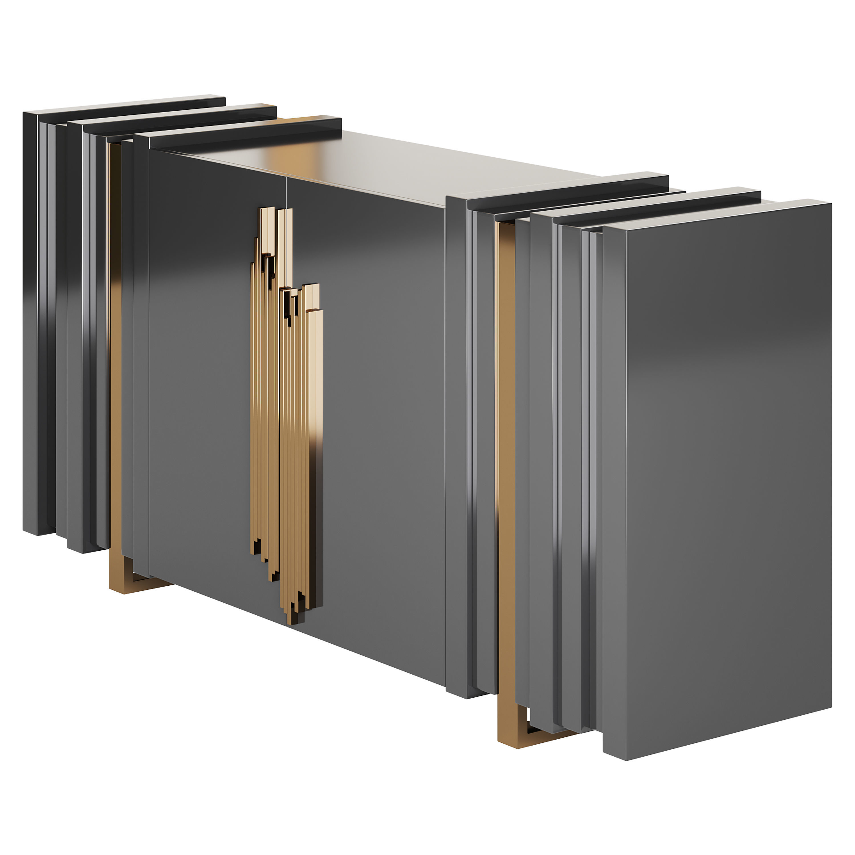 Luxury Sideboard Black Rectangular 3D model_2
