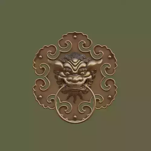 Chinese Lion Head Door Knocker PBR