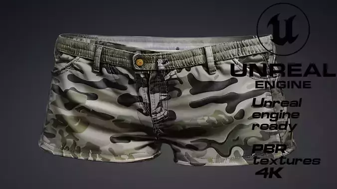 Green camo short pants PBR 4k