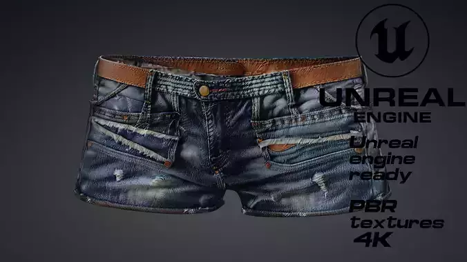 Denim short pants PBR 4k