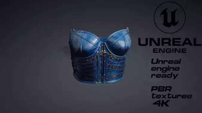 Blue leather corset PBR 4k