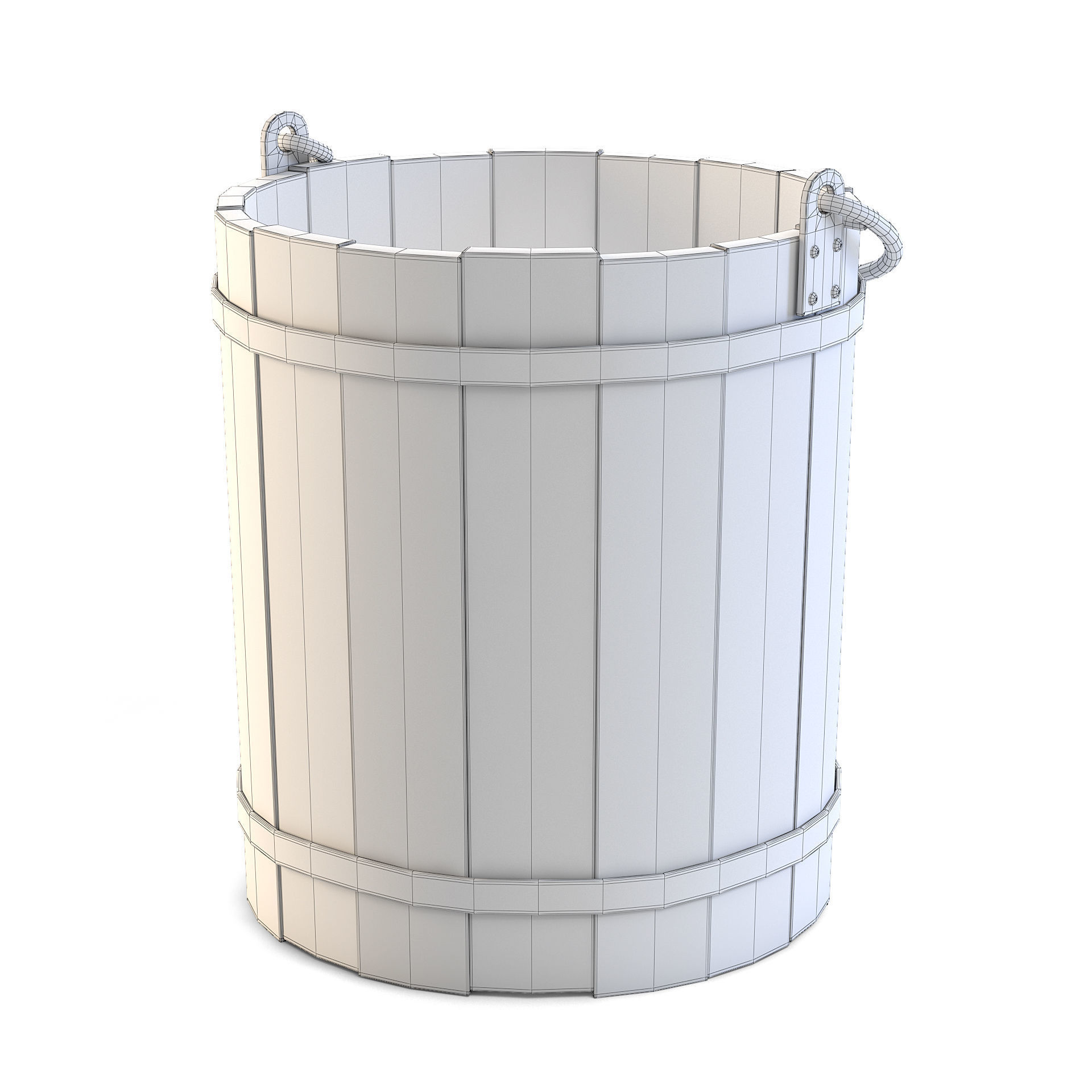Old Wooden Bucket 3D model_3