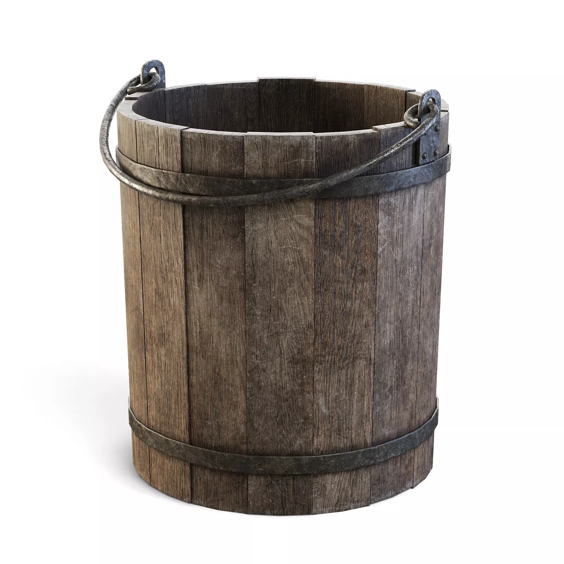 Old Wooden Bucket 3D model_0