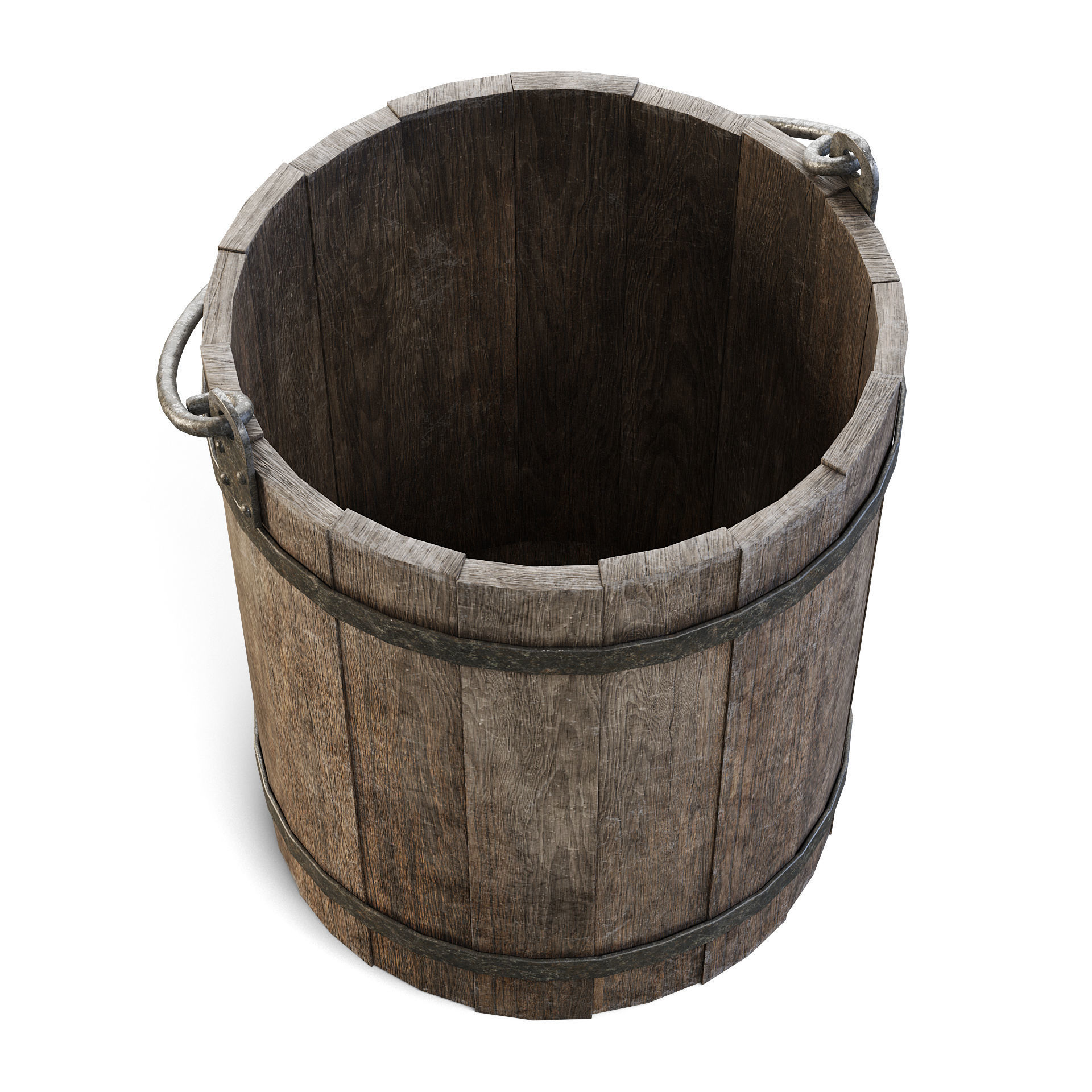 Old Wooden Bucket 3D model_4