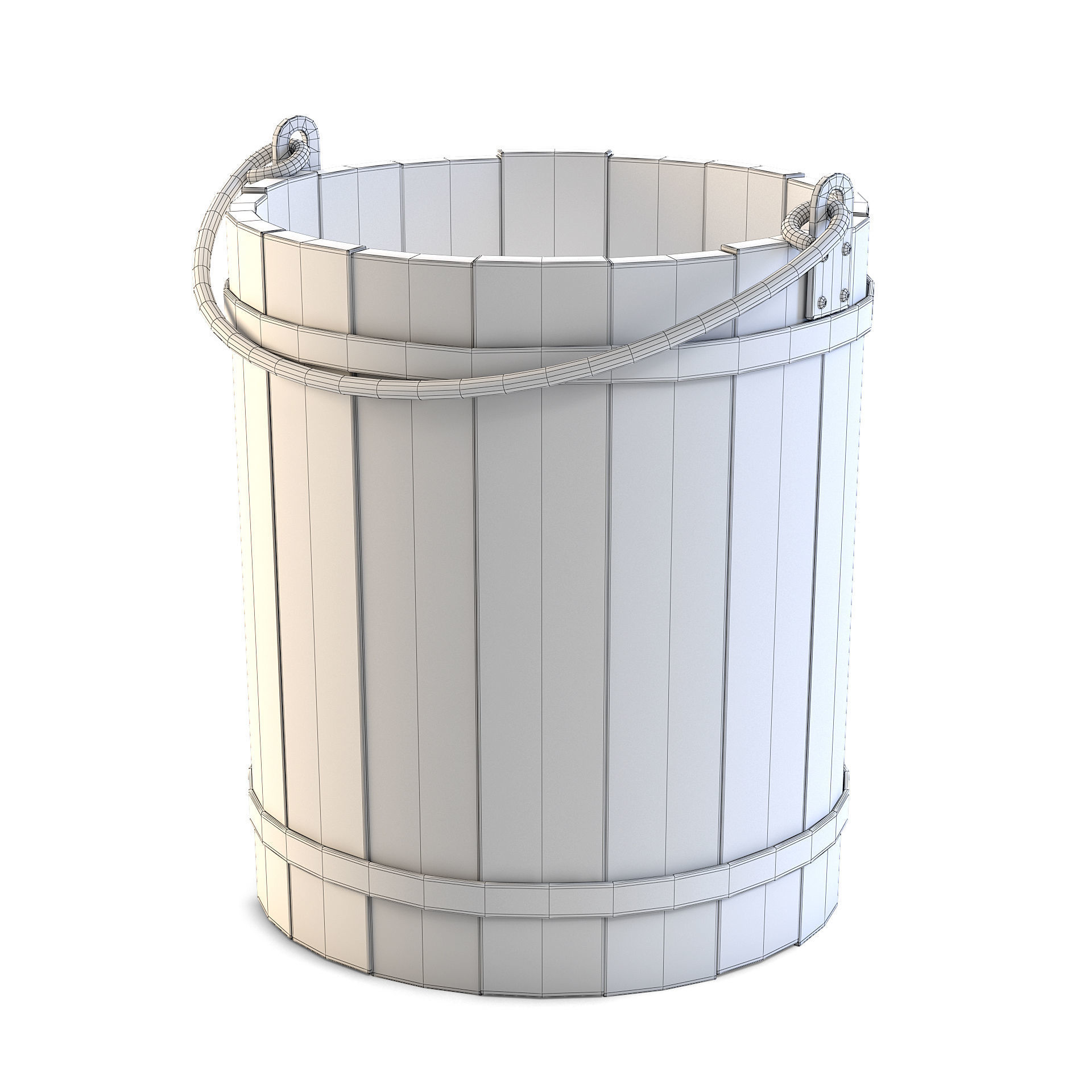 Old Wooden Bucket 3D model_1