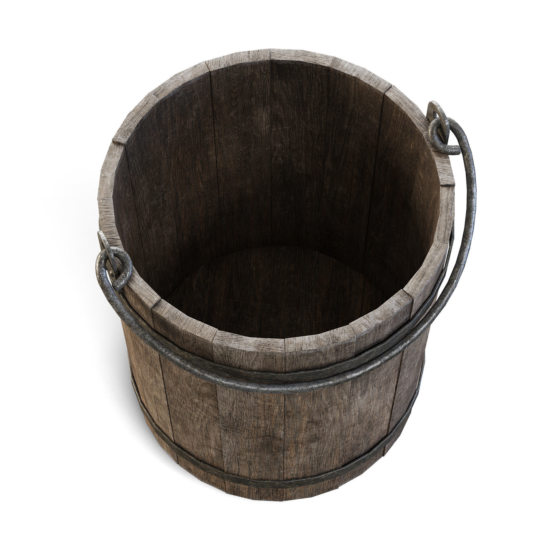 Old Wooden Bucket 3D model_7